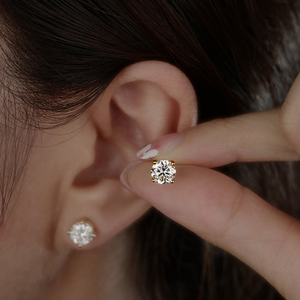 Pendientes <span class=keywords><strong>de</strong></span> Moissanita Blanca <span class=keywords><strong>de</strong></span> 6.5mm y 1 Quilate, Chapados en Oro Amarillo, Brillantes, para Fiesta, Joyería <span class=keywords><strong>Fina</strong></span>, Regalos para Mujer - Product Image 2