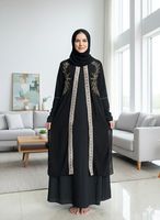Nouvelle robe Abaya noire à la mode, robe musulmane pour femmes, robe élégante ornée de perles, vêtements pour femmes du Moyen-Orient