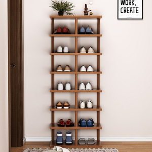 Portable Adjustable Modern Wood <b>Shoe</b> <b>Rack</b>-6-Shelf Revolving Foldable Space-Saving Floor Mount Organizer for Home Closet - Product Image 2