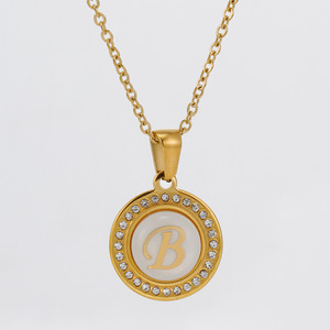 Zogxin Round Letter Pendant Necklace 18K Gold Plated Diamond Encrusted Initial A For Women Fashion Jewelry Daily Wear Gift - Product Image 3