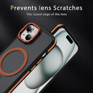 Custodia per telefono IP17 Pro Max serie <span class=keywords><strong>Cloud</strong></span> bicolore con anello magnetico effetto pelle e pulsante hardware per fotocamera, compatibile con IP15 PLUS - Product Image 3