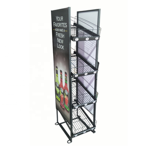 Retail Multi Tier Iron Powder Coated Slant Metal Wire Beverage Wine <b>Beer</b> Bottle <b>Display</b> <b>Racks</b> for Promotion - Product Image 4