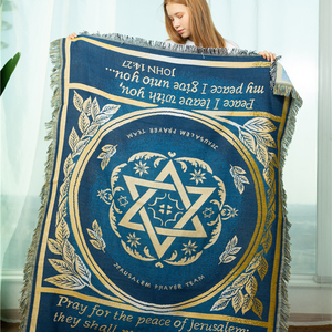 Bán buôn quẻ trăng thiết kế bông và polyester ném chăn sofa Bìa dệt tấm thảm với tua - Product Image 2