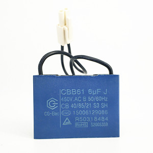 Condensador para <span class=keywords><strong>Ventilador</strong></span> <span class=keywords><strong>de</strong></span> <span class=keywords><strong>Techo</strong></span> Shunde CG-Elec 0.1uf ~15uf 250VAC 400VAC 450VAC 3 Cables cbb61 <span class=keywords><strong>Precio</strong></span> 6uf 450V.AC Condensador <span class=keywords><strong>de</strong></span> CA - Product Image 1