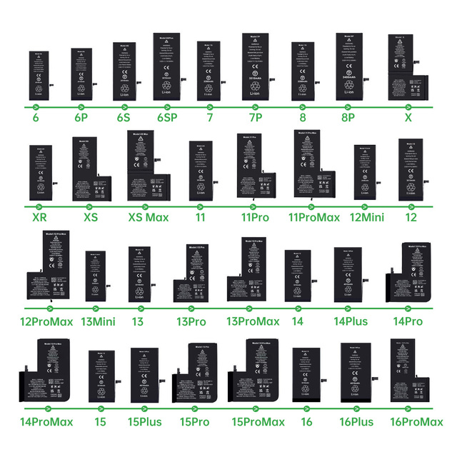 Rechargeable Replacement Mobile Phone Batteries for iPhone 5SE 6 7 8 11 12 13 14 15 16 Pro Max X XS Stock Available
