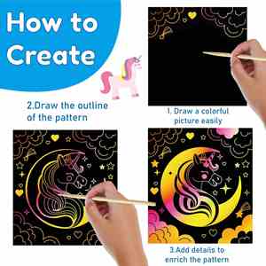 Regalos y Artículos para Fiestas de Cumpleaños de Niños: Cuadernos de Arcoíris y Kits de Arte de Rascado con Lámina para Niños - Product Image 2