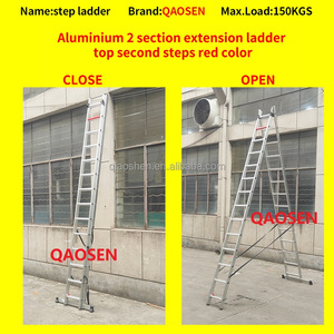 Échelle pliante légère en aluminium de 1 mm à 2 sections, marches supérieures rouges, échelle d'extension 2x6-2x16, capacité de 150 kg, pour la construction - Product Image 4