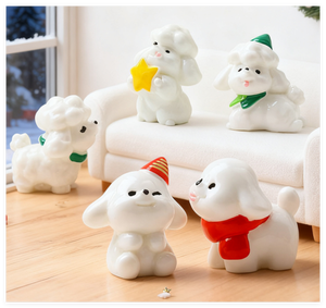 Perlengkapan Seni dan Kerajinan Resin Kartun Cina 3D Anjing Putih Lucu Miniatur Figurin Taman Peri Hewan Barang Grosir Partai Besar - Product Image 6