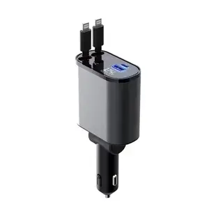 Xe sạc nhanh adapter được xây dựng trong có thể thu vào cáp Type-C PD QC3.0 điện thoại di động điện tử deices cổng xe Sạc Adapter