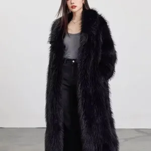 Poncho Negro de Invierno, Cálido, Estilo Vintage, con Piel Sintética de Zorro, Forro de Algodón Extra Grueso, Prenda Exterior Peluda para Mujer Joven - Product Image 3