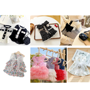 Robe de luxe chic pour chien avec volants et boutons perlés, idéale pour les fêtes d'animaux - Product Image 1