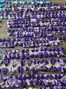 Lavender Dahlia Composite Brick Gemstone Pairs Loose Matching Stones for Jewelry Making Earrings Necklace Pendant Ring <b>Craft</b> - Product Image 2