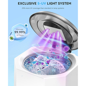 Nettoyeur ultrasonique professionnel électrique 220 ml 48 kHz pour prothèses dentaires et gouttières, avec 5 lumières UV - Product Image 4