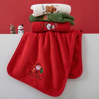 Serviettes en polaire corail de Noël très vendues, motif festif mignon brodé, serviette absorbante pour les mains, cadeau souvenir de Noël pour les invités