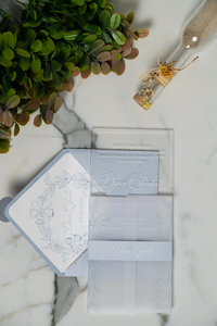 <span class=keywords><strong>Carte</strong></span> d'invitation de mariage en acrylique bleu personnalisé personnalisable floral plexi glass <span class=keywords><strong>carte</strong></span> de mariage transparente - Product Image 5