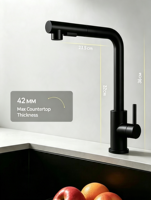 Keran Dapur Hitam Stainless Steel 304 Model Tarik, Air Panas dan Dingin, Dapat Dikustomisasi Gambar dan Video