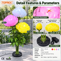 Lumière LED extérieure en forme de fleur avec pétales de pivoine artificiels, 12V DC, piquet de sol, étanche IP65, pour la décoration de jardin, de mariage et de festival
