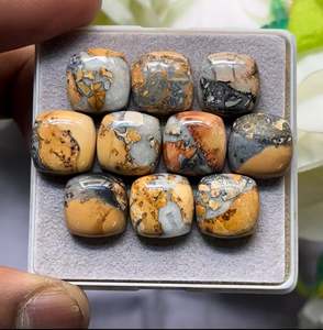 พลอยมาลิกาโนแจสเปอร์ธรรมชาติคุณภาพดีที่สุด แบบหลังแบน ขนาด 12x12 มม. จำนวน 10 ชิ้น ขายส่ง - Product Image 5