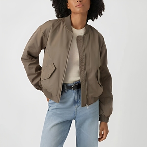 Chaqueta Bomber Ligera con Cierre y Logotipo Personalizado Bordado para Mujer, Impermeable, Resistente al Viento, de Secado Rápido y Antiarrugas - Product Image 1
