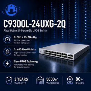 Nuevo Switch Empresarial Network Essentials C9300L-24UXG-2Q <span class=keywords><strong>de</strong></span> 24 Puertos UPOE, 8x10G Multigigabit, 2x40G Uplink Fijo - Product Image 1