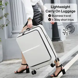 Luggage With Front Pocket 20" PC Hard Case Suitcases With Spinner Wheels TSA Lock Rolling Luggage For Travel And Short Trip Gr