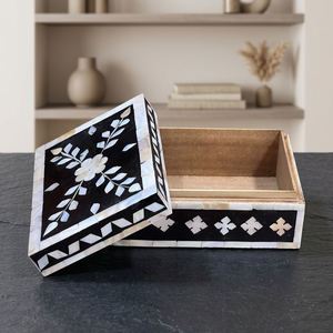 Luxury Handcrafted MDF <b>Square</b> UV Printed Photo <b>Frame</b> Bone Inlay Elegant Home Decor Storage Gift Organizer Multi-Purpose Unique - Product Image 1