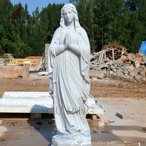 QUYANG Benutzer definierte Lebensgröße Religiöse Figur Skulptur Weißer Marmor Mutter Maria Statue - Product Image 5