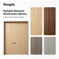 Porte double battante moderne en aluminium et bois à cadre étroit, modèle mère-enfant