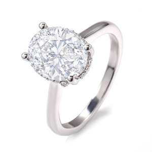 <span class=keywords><strong>Prix</strong></span> de gros personnalisé, bague de fiançailles en <span class=keywords><strong>or</strong></span> véritable massif 10K 14K <span class=keywords><strong>18K</strong></span>, taille ovale, solitaire, moissanite, pour femmes, bijoux fins, cadeau - Product Image 3