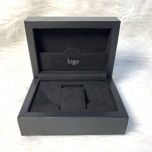 Elegant <b>Black</b> Matte Lacquer Wood Square Protective Watch Display Storage <b>Box</b> Modern Brand Design Packaging <b>Box</b> for Luxury Watch - Product Image 3