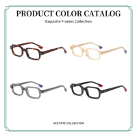 Vente en gros de lunettes de vue rectangulaires fines en acétate de qualité supérieure, monture optique vintage tendance, unisexe, logo personnalisé