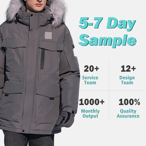 Wholesale Men's Casual Winter Fashion Long Cotton Jacket Waterproof Warm Jacket With Hood Coat Zipper Closed Down Jacket - Product Image 2