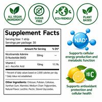 Bandes de dissolution rapide OEM Nad+ Max pour le soutien de l'énergie cellulaire et de la vitalité au chitosane, bandes orales dissolvables Nad+ 50 mg