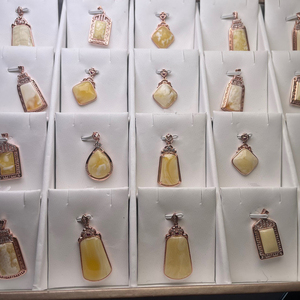 Vendita diretta in fabbrica gioielli in ambra naturale russo bianco opaco pelle di tigre ciondolo Boutique 5-10g pulito intarsio in argento 925 - Product Image 4