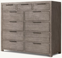 Commode moderne européenne en bois massif à 11 tiroirs, finition chêne patiné, meuble de rangement pour chambre et salon, commode large à tiroirs pour la maison