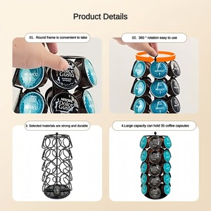 Support rotatif pour <span class=keywords><strong>dosettes</strong></span> de café <span class=keywords><strong>Dolce</strong></span> <span class=keywords><strong>Gusto</strong></span>, 35 emplacements - Organisateur en métal pour la maison et la salle de pause-café - Product Image 3