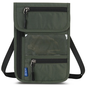 Portefeuille multifonction antivol fin, pochette de voyage dissimulée pour le cou, étui pour passeport, porte-cartes, porte-carte d'identité solide, fermeture éclair en nylon B0018 - Product Image 2