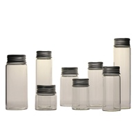 Flacon tubulaire en verre transparent avec couvercle en aluminium pour le stockage des bonbons, de 10, 20, 30, 50, 100 et 250ml, 5 pièces