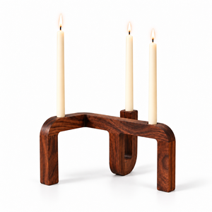 Support à bougies en bois fait main moderne pour 3 bougies, idéal pour la décoration intérieure et les occasions de mariage - Product Image 1