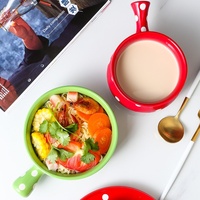 Bol à nouilles en céramique ESTICK, bol à pois colorés avec poignée, compatible micro-ondes, plat de service pour salade de fruits, pour restaurant et maison