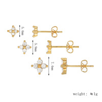 Boucles d'oreilles clous ZUOLA en or plaqué 18 carats avec zircon, motif trèfle à quatre feuilles, pour femme
