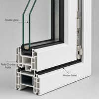 Jendela Awning UPVC Putih Kaca Ganda Sistem Hunian Efisiensi Energi Tinggi Gaya Amerika