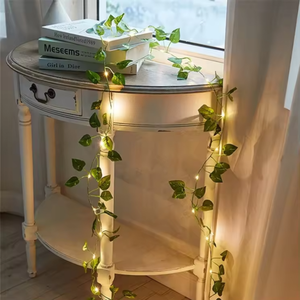 Guirnalda de Luces LED Solares IP65 para Jardín, Guirnalda de Hojas Verdes Artificiales de Cobre, Guirnalda Colgante para Interiores y Exteriores, Fiestas de Navidad - Product Image 2