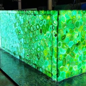 Yushi Backlit màu xanh lá cây mã não nhà bếp Countertop Bàn cà phê đá bán quý - Product Image 3