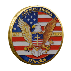 Pièce commémorative en métal sur le thème « God Bless America », artisanat métallique, médaille du 250e anniversaire, décoration patriotique, cadeau de collection - Product Image 2
