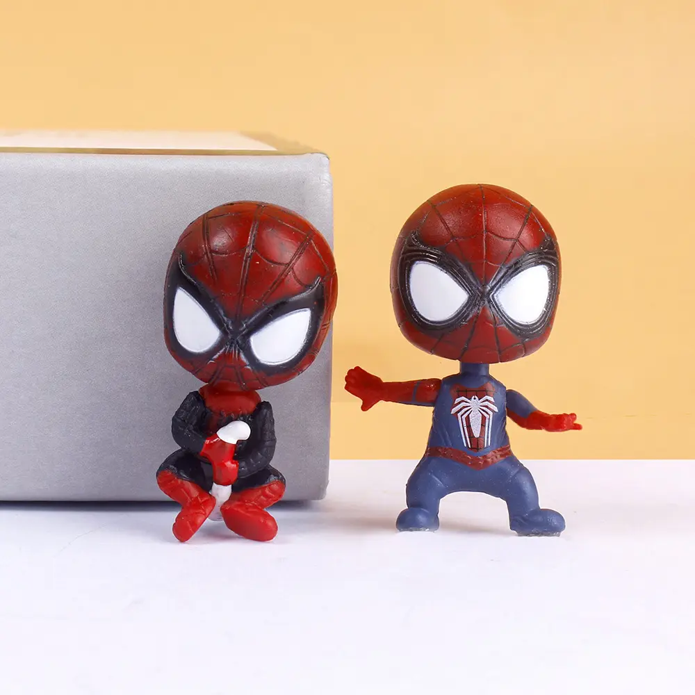 Mainan Pahlawan Super Versi Q Boneka Figur PVC Spiderman Mainan Figur Anime Spiderman