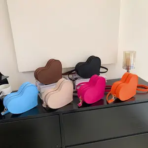 Wholesale Bag Women 2024 Fashion Simple Solid Color Peach Heart Small Bag Korean Version Of One-shoulder Messenger Bag