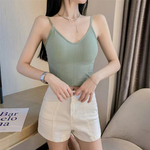 <span class=keywords><strong>Débardeur</strong></span> décontracté pour <span class=keywords><strong>femme</strong></span> été 2026, dos nu à lacets, avec soutien-gorge intégré et bretelles spaghetti croisées - Product Image 3