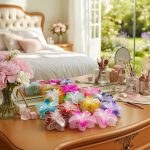 Fermaglio per capelli Frangipani bicolore laser da 8 cm per donne e ragazze - Product Image 2