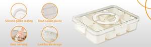 Portable 8 Compartment <b>Clear</b> Snack <b>Containers</b> Snackle Box Charcuterie <b>Container</b> Divided Serving Tray with Lid and Handle - Product Image 3